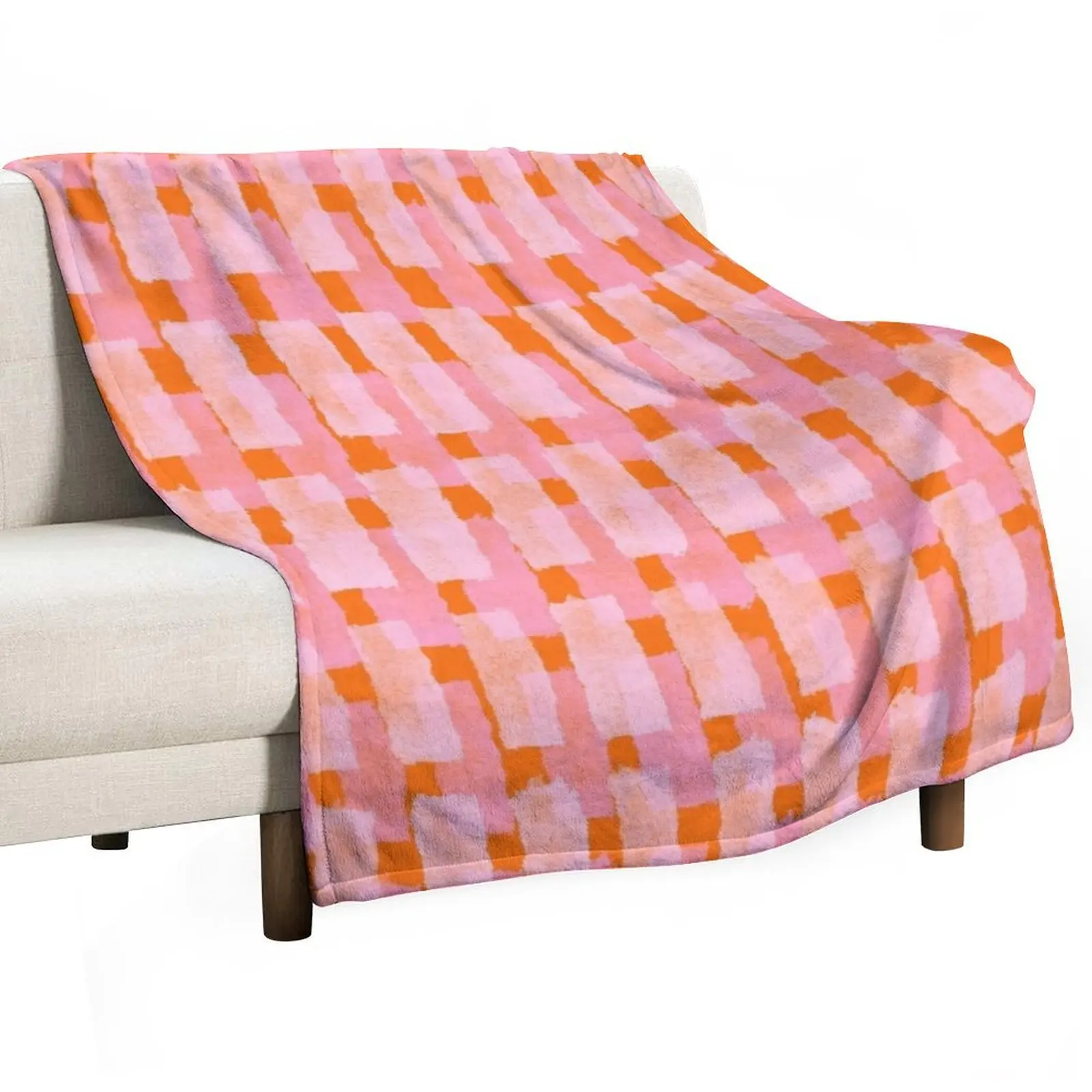 

Pink and Orange, Brush Strokes, Geometric Throw Blanket Bed Fashionable Hair Plaid manga Blankets