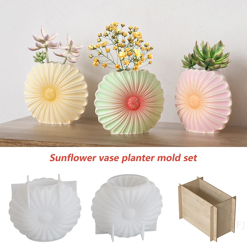

[YU]3D Sunflower-shaped Silicone Vase, Illustrator, Potted Plant Mold, Suitable For DIY Resin, Plaster And Clay Crafts