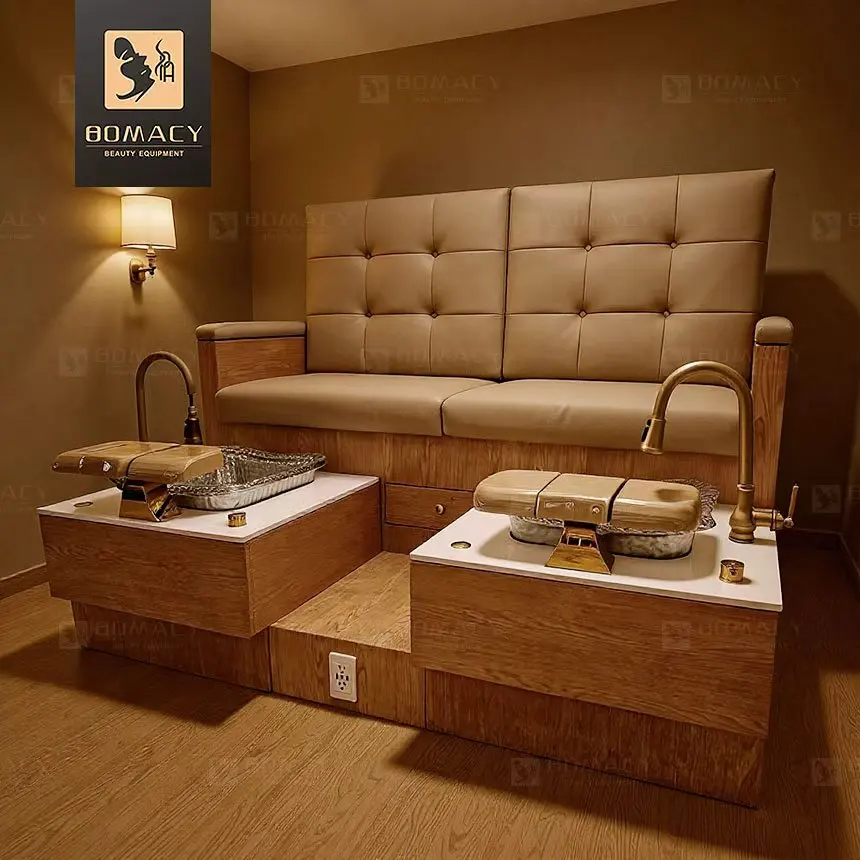 New Double Pedicure Chair Foot SPA Station Beauty Salon Furniture Custom Pedicure Bench Chairs
