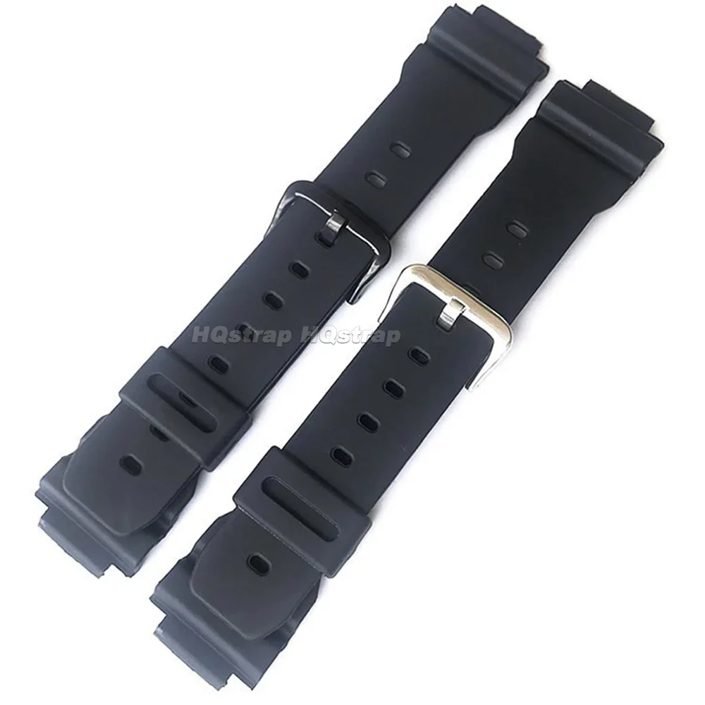 Rubber Watch Strap for Casio DW-9050/9051/9052/004C Silicone Watchband Black Silver Buckle Replace Bracelet Sports Accessories