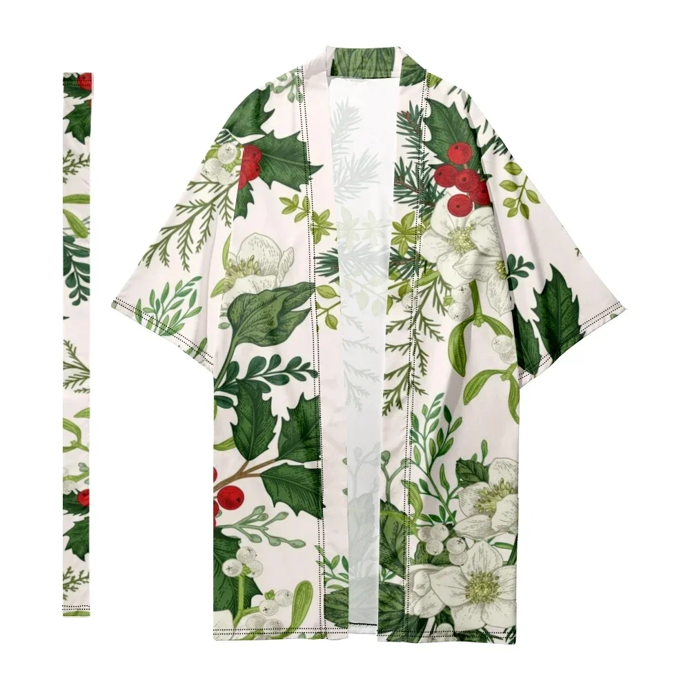 

Men's Japanese Long Kimono Cardigan Women Samurai Kimono Traditional Kimono Plant Pattern Shirt Yukata Chic Costume Jacket