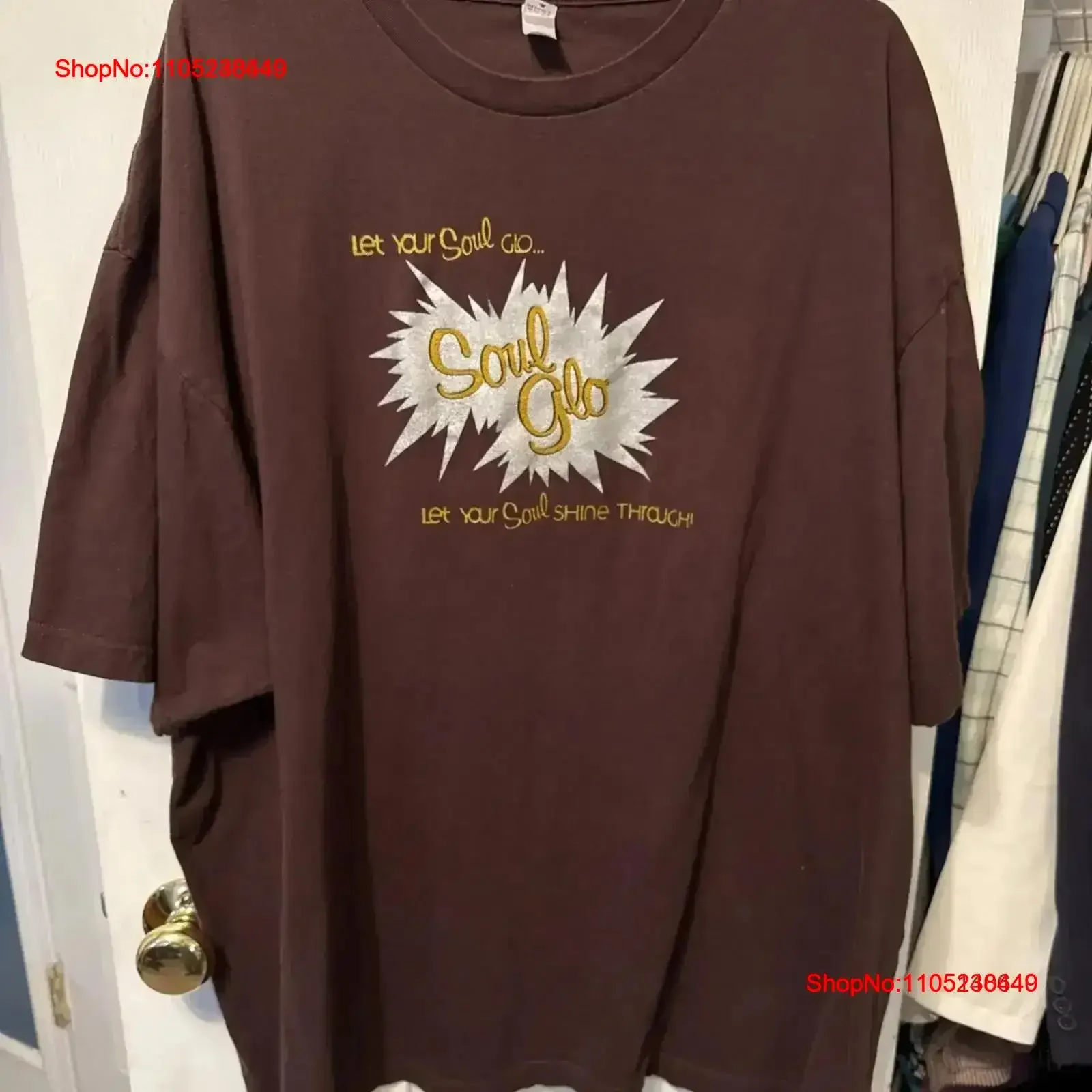 Soul Glo T Shirt Coming To America Men s Brown Size 3XL vintage Washed Stretched Breathable Slightly homme vintage Washed