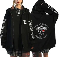 Sudadera con capucha de gran tamaño Death Note con cremallera Sudadera con capucha Moletom Feminino Casual Streetwear Sudaderas Vetement Homme Anime Tops Chaquetas