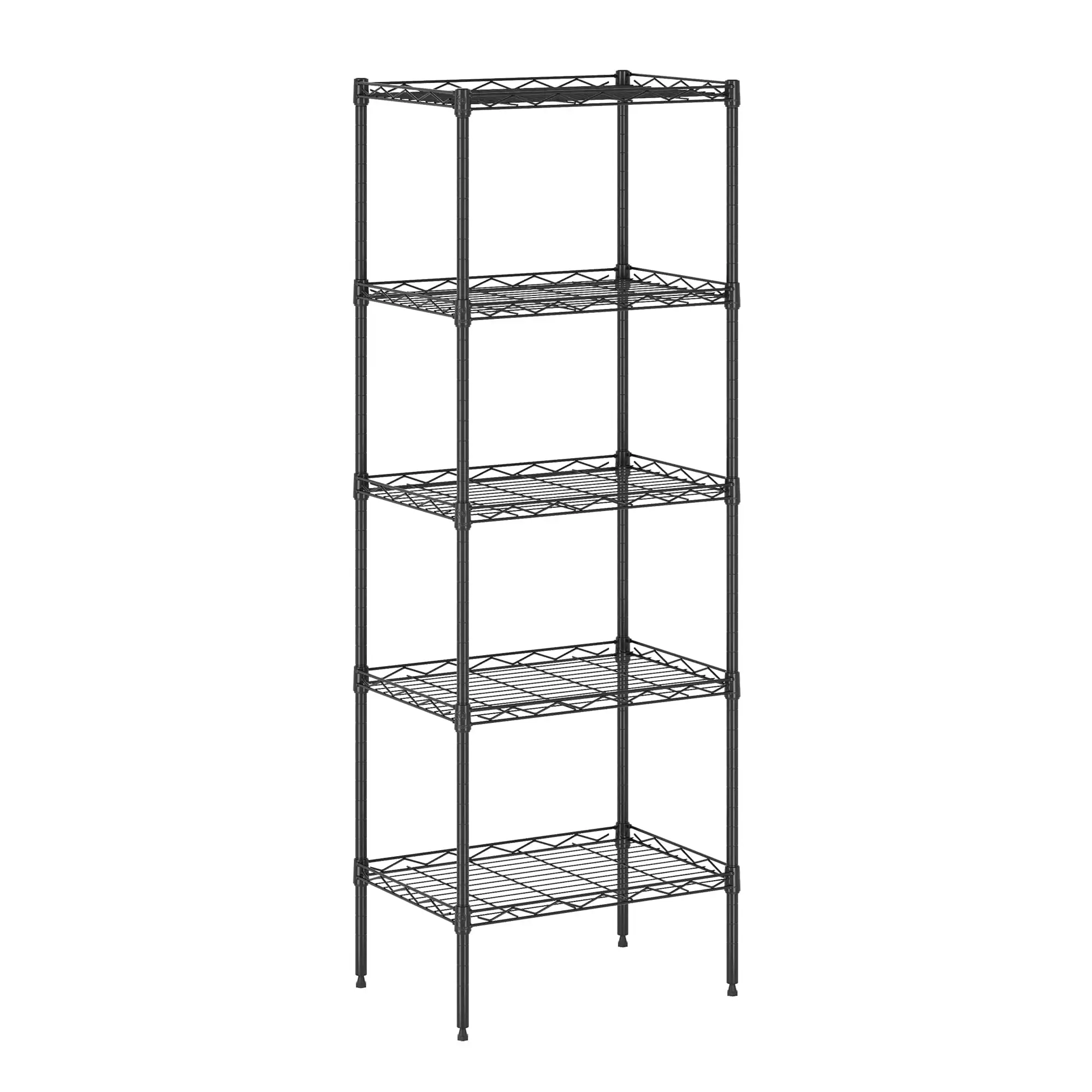 

Furinno Wayar 5-уровневая металлическая полка для хранения, 17x12x48, Черная