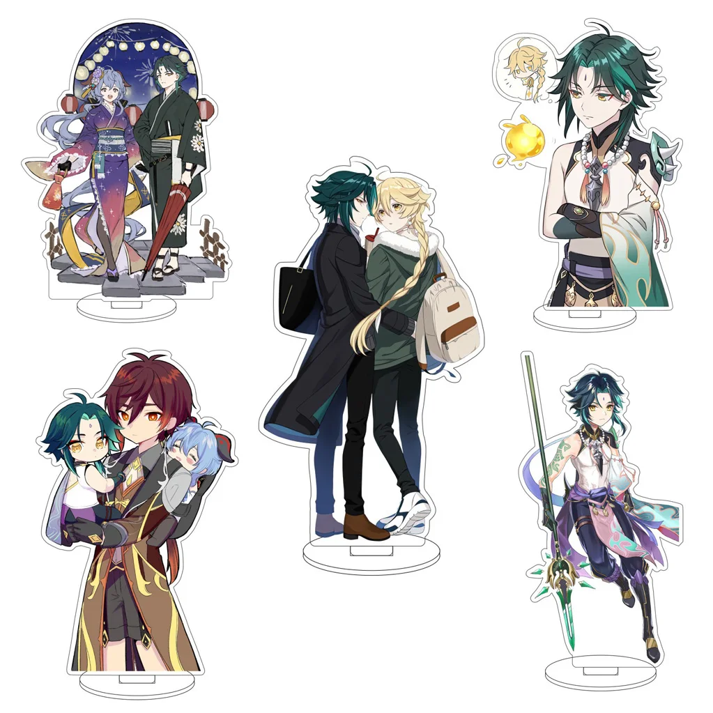 16CM Anime Genshin Impact Xiao Ganyu Aether ZhongLi Cosplay Acryl-Figuren Schreibtisch-Dekoration Exquisite Ornamente Niedliche Geschenke