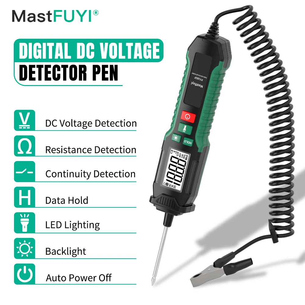 

MASTFUYI DC Voltage Tester Pen Car Tester Pen Diagnostic Tools Voltmeter Pen Car Electrician Multi-Function Pen with Flashlight