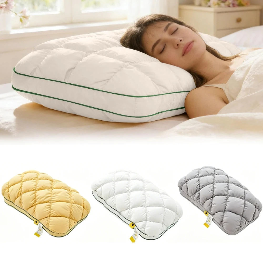 1PCS Pineapple Cloud-Like Pillow, Balanced Softness and Support, Unique Cream Puff Pillow Waffle Grid, Mellow Sleep Pillow