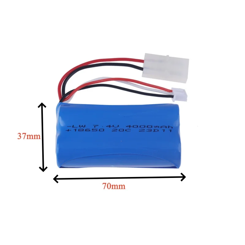 7.4V 4000mAh 18650 Battery with charger for henglong 3809 3816 3818 3819 3838 3839 3869 3879 3888 RC tanks HJ806 parts battery