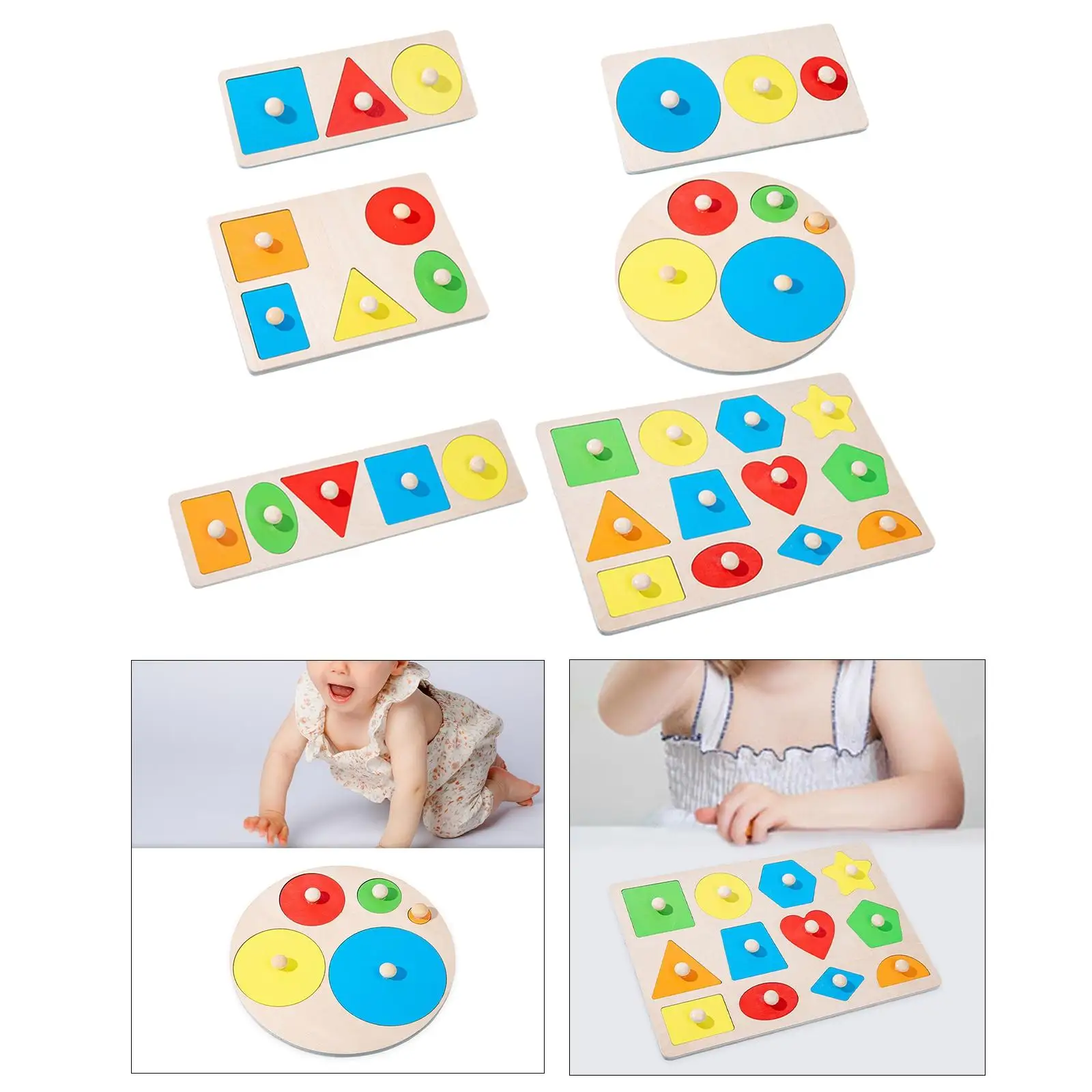 Montessori Grasping Board Toys Early Educational Shape Color Puzzle Toy