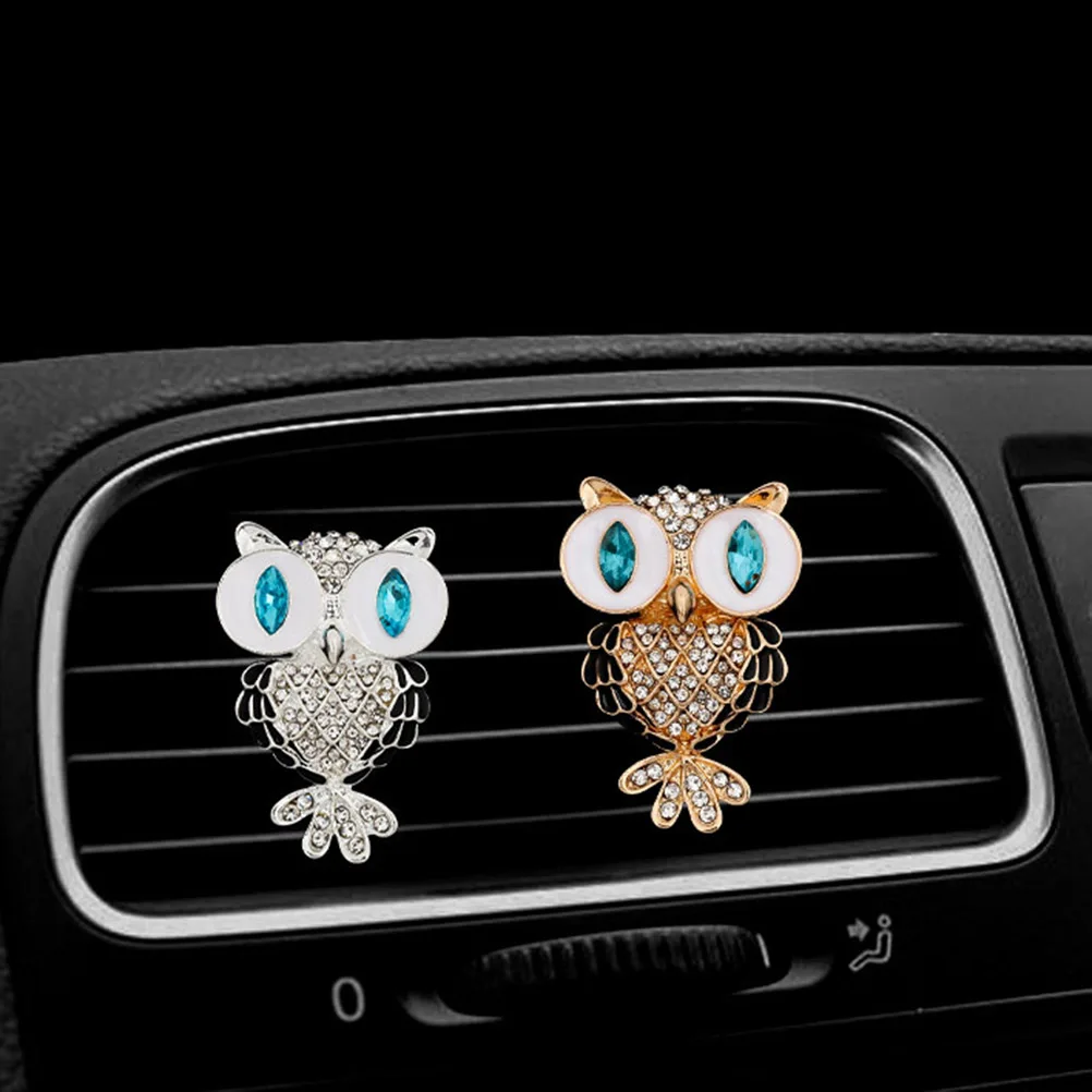 

Creative Owl Shape Metal Car Perfume Diffuser Colorful Rhinestone Aromatherapy Freshener Auto Decoration Gift Golden