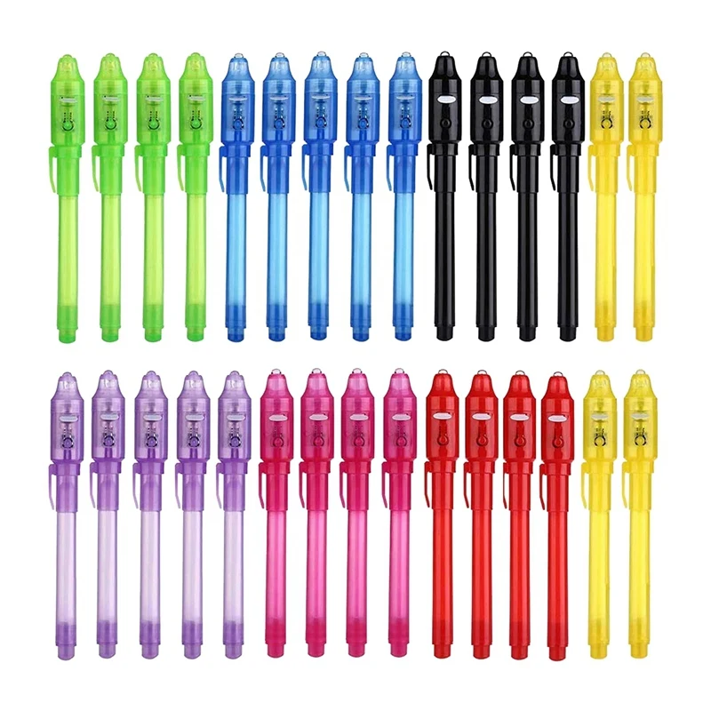 30 PCS Invisible Ink Pens Magic Pen Disappearing Ink Pen With UV Light Party Bag Fillers For Boys And Girls