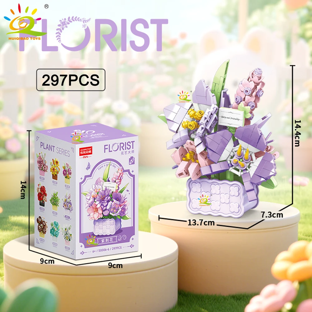 HUIQIBAO MOC Mini Blume mit Vase Modell Micro Baustein Ewiger Blumenstrauß Home Schreibtisch Schreibtisch Pflanze Dekor Ziegel Mädchen Kinder Spielzeug – Detail 10