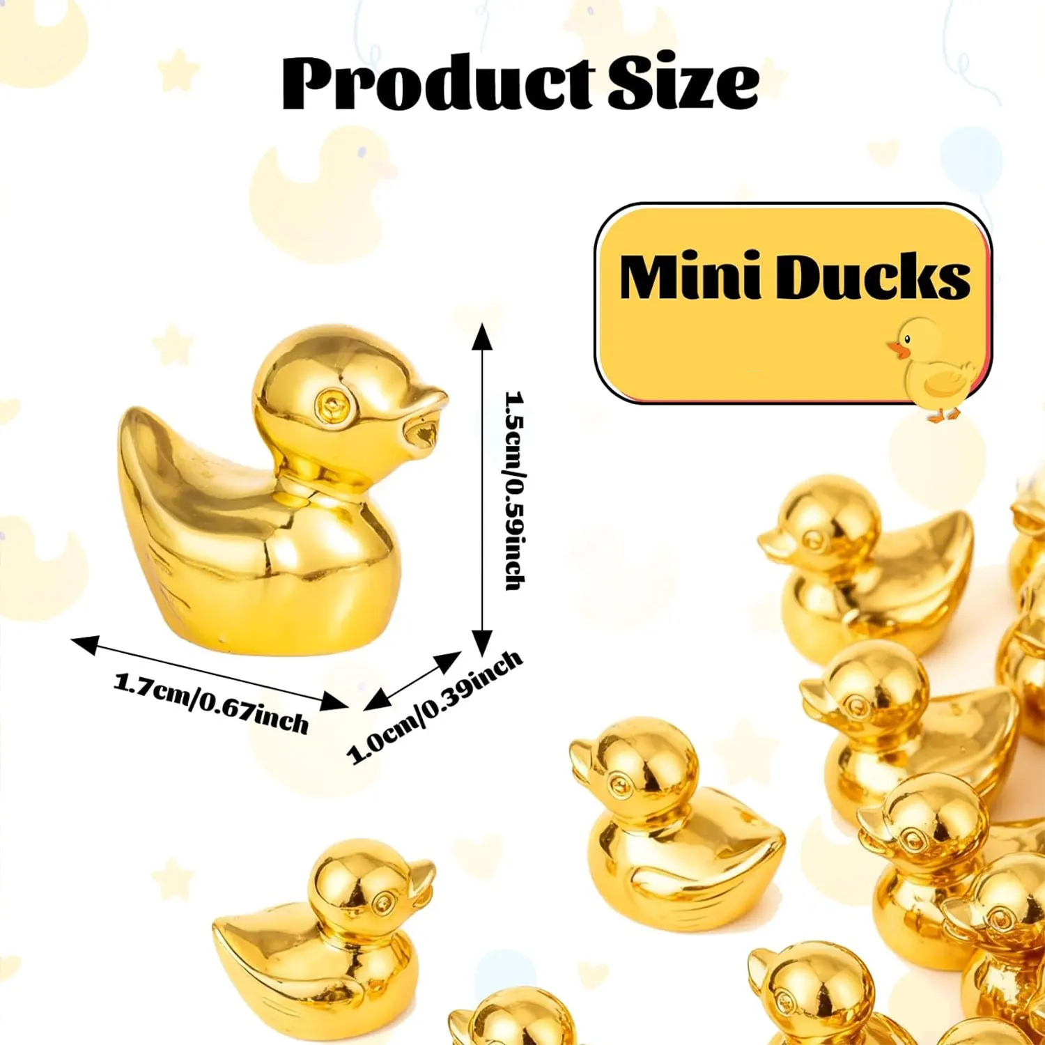 Shiny Mini Statue Golden Duck,Home Decor Animal Sculptures ,Cake Decoration,DIY Craft Charms for Halloween Christmas Party Gift