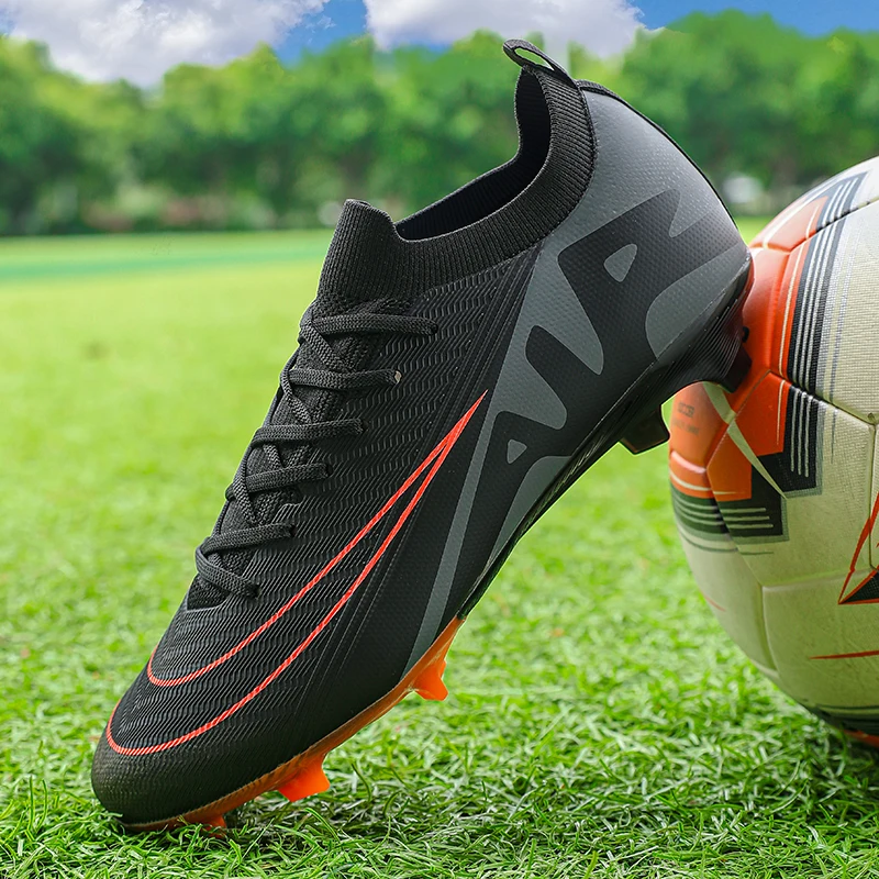 

New Men Sport Soccer Shoes Training Boys Football Boots Outdoor Adult Long Spikes Non Slip Cleats Breathable Match Comfortable