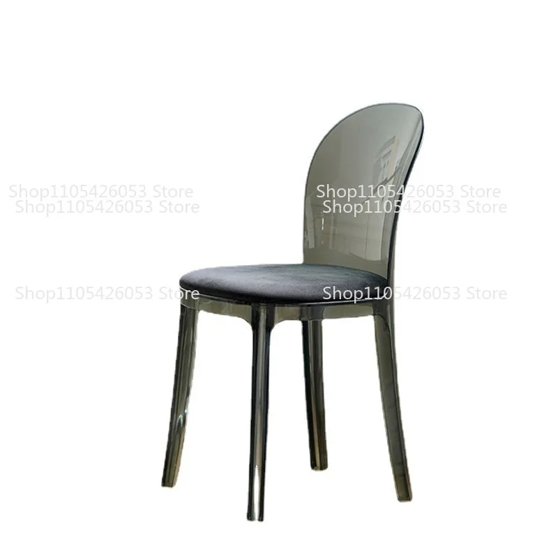 Nordic transparent dining chair Home Internet celebrity ins makeup chair Modern simple crystal stool Back acrylic chair