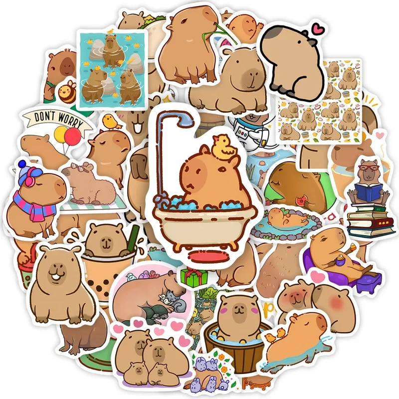 10/30/50 pçs kawaii bonito capivara adesivos engraçado animal brinquedo presente decalque decorativo para telefone bagagem portátil garrafas scrapbook