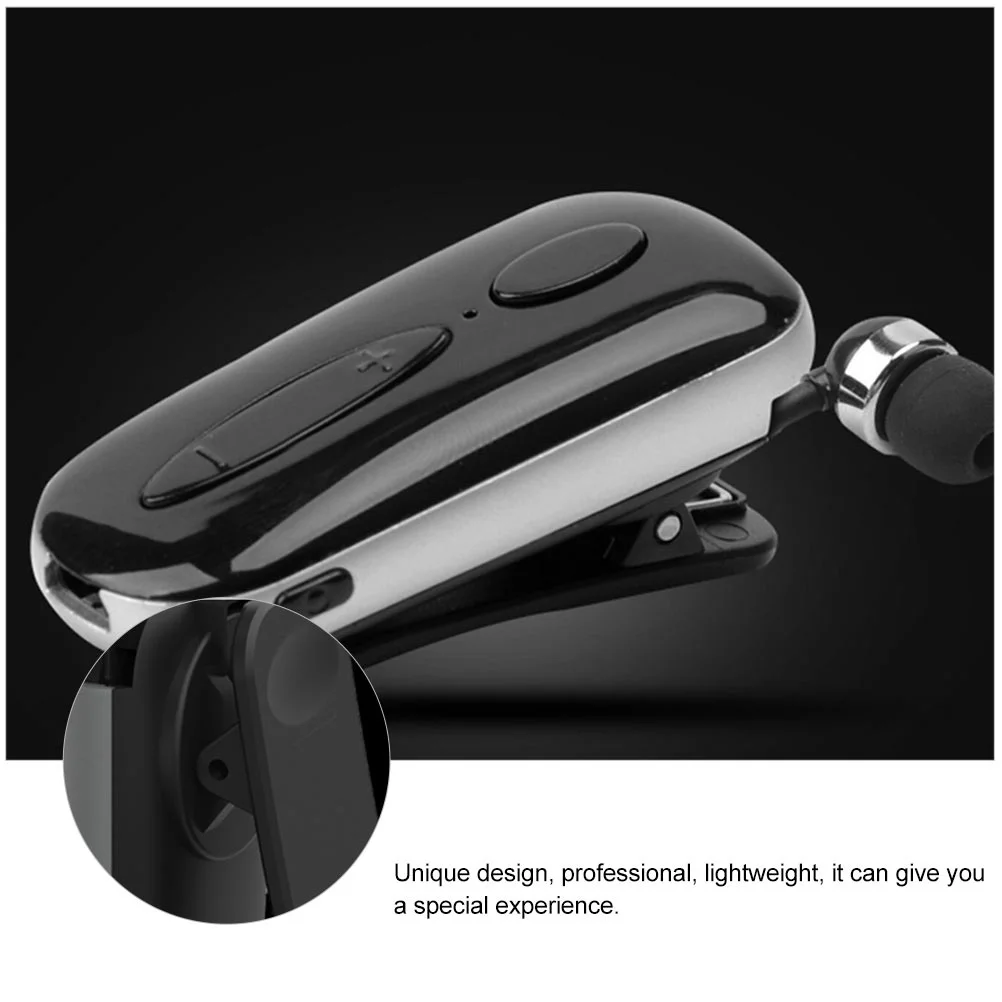 

Wireless Earphone Retractable Clip-on Earbud Professional Sports Headphone Freedom of Movement High-Quality Material Black