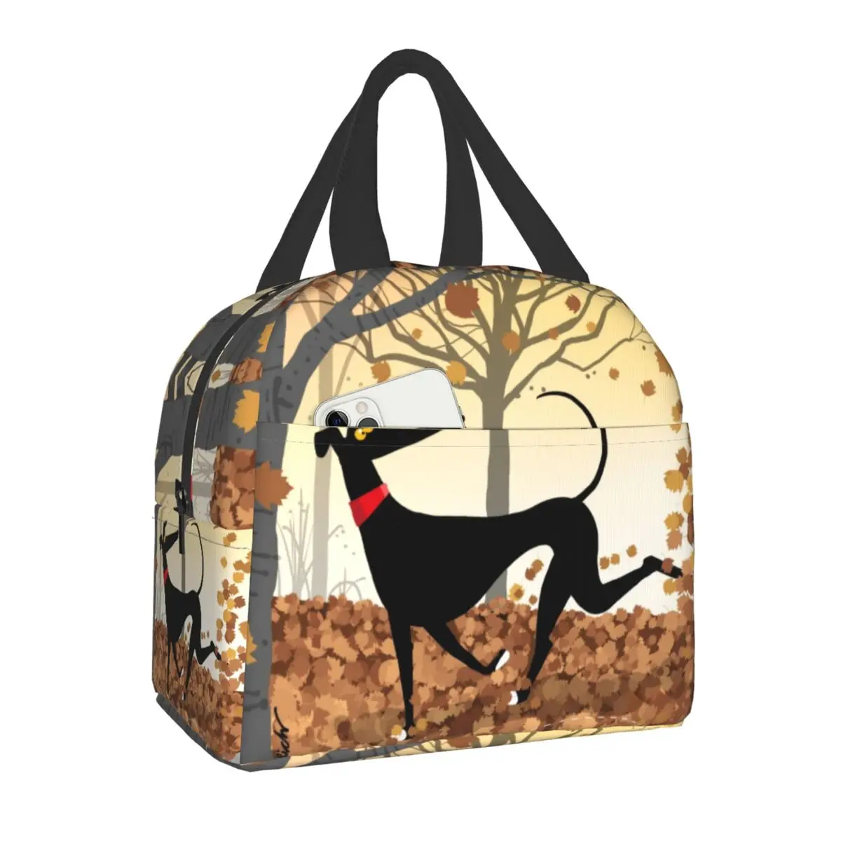 

Autumn Hound Greyhound Dog Insulated Lunch Bag for Women Leakproof Sighthound Whippet Thermal Cooler Lunch Box Camping Travel