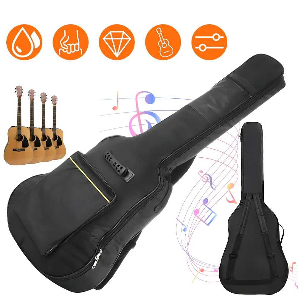 Oxford-Gitarrentasche mit dicker Baumwollpolsterung, verstärktem Griff und Schultergurt, mehrere Taschen für Noten, verschleißfester, rutschfester Boden, weicher Kantenschutz, langlebiger, leichter
