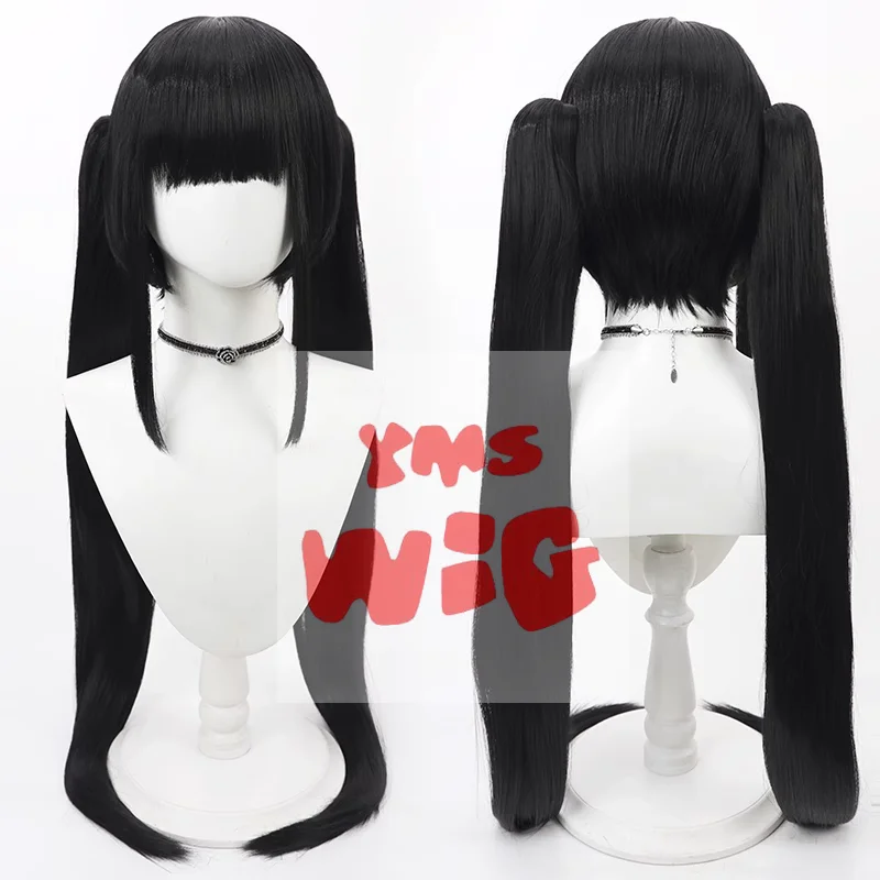 Blue Archive Wiki Hayase Yuka Cosplay Wig Black Synthetic Hair Heat Resistant Halloween Role Play Party + Wig