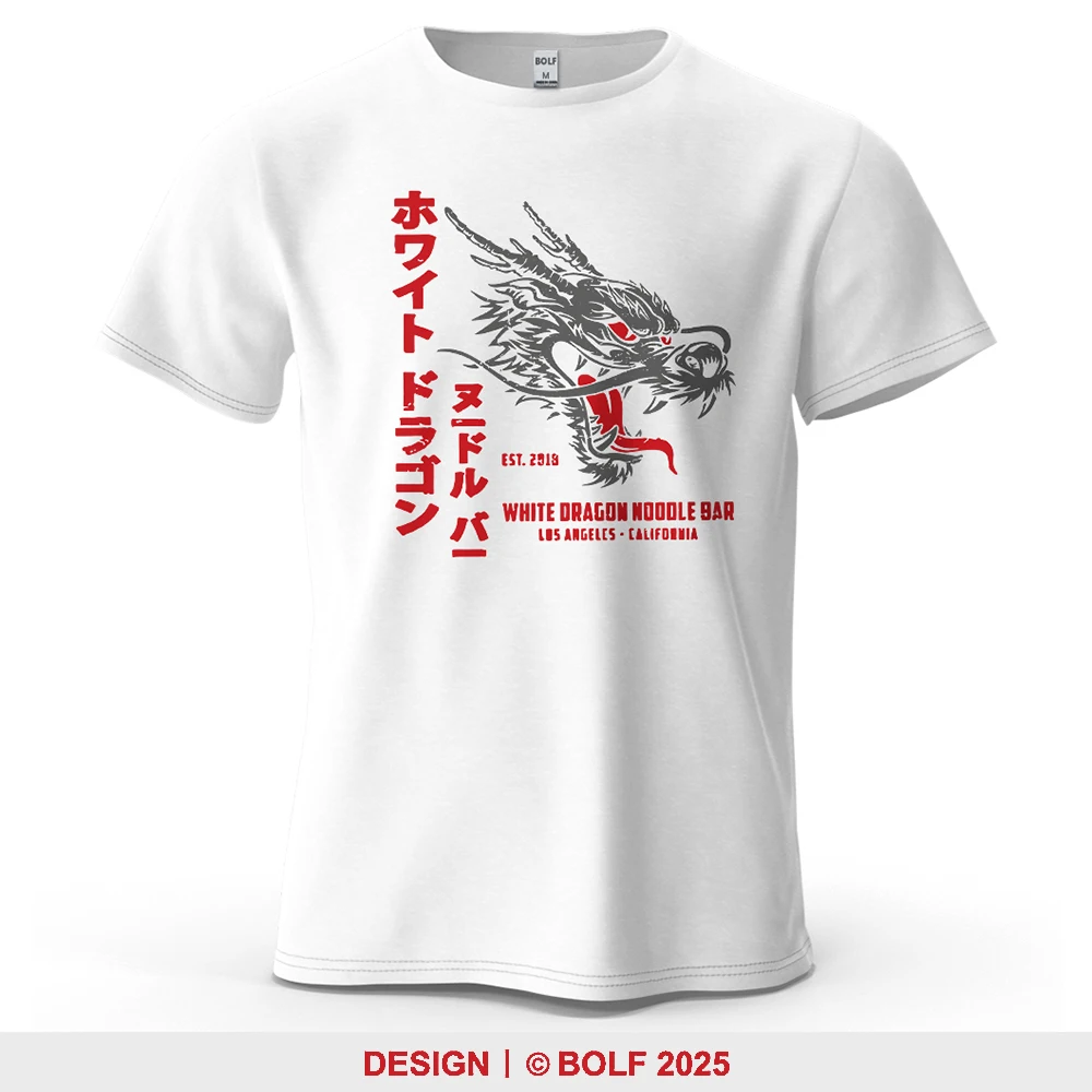 White Dragon Noodle Bar Bedrucktes Herren-T-Shirt aus 100 % Baumwolle, übergroße asiatische Küche, Grafik-T-Shirts für Damen, Tops, T-Shirts, Streetwear