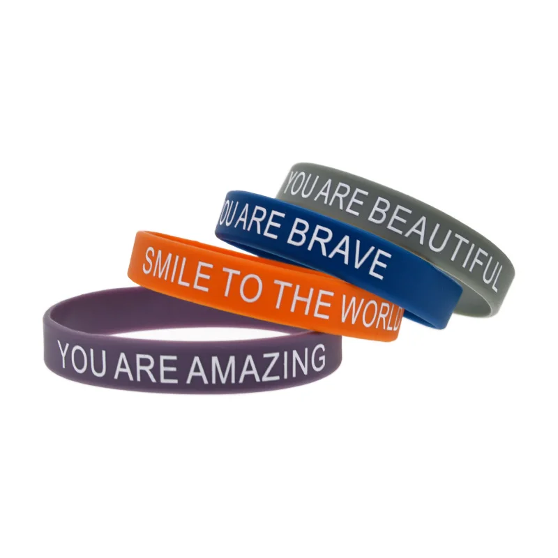 Kind Soul Motivational Silicone Rubber Wristband You are Never Alone Bracelet 4 Pcs