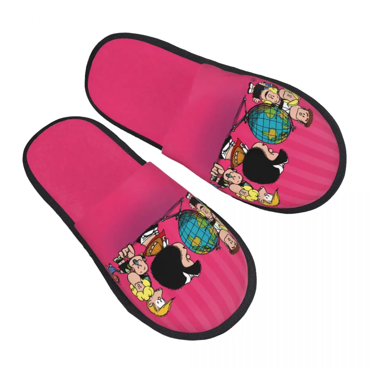 

Custom Kawaii Cartoon Mafalda Guest Slippers for Spa Women House Slipper