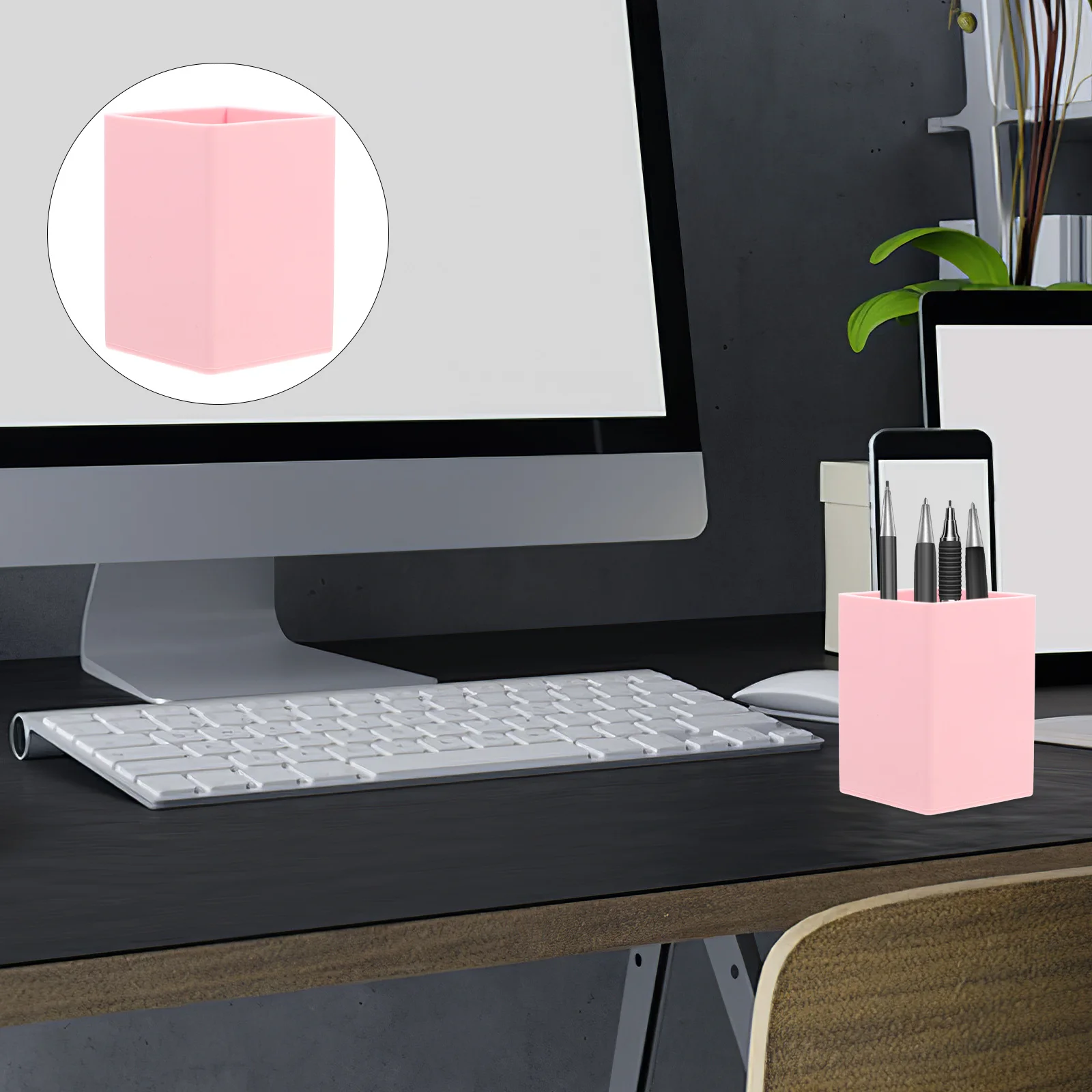 

Square Silicone Pen Cup Holder Multifunctional Desk Organizer Pencil Box Office Pen Holder Large Pencil Storage Solution