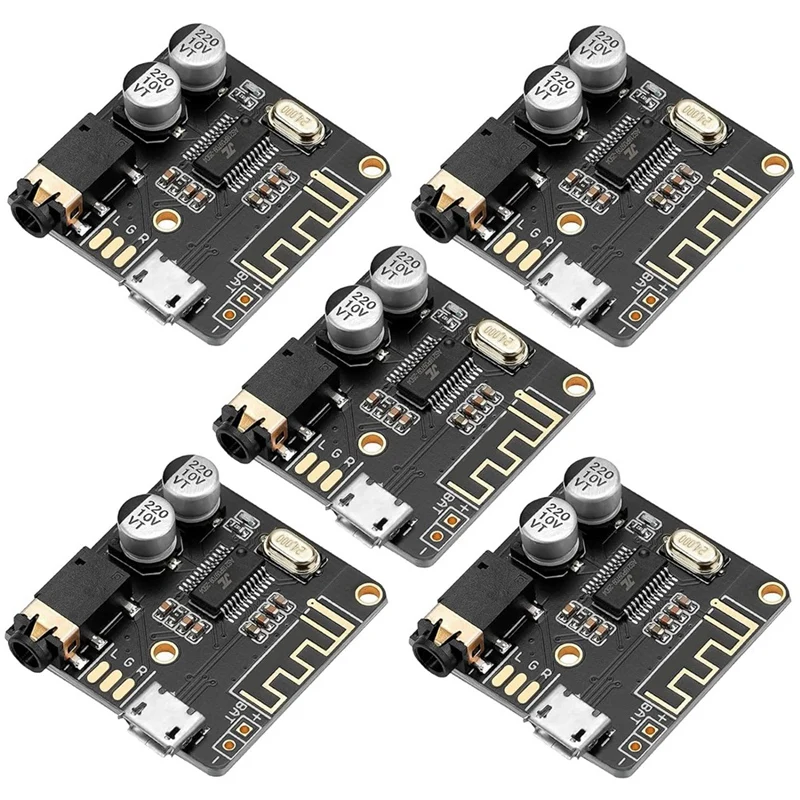 5Pcs Bluetooth Audio Receiver Board BT 5.0 Stereo Audio Amplifier 3.7-5V DIY Car Speaker Amplifier