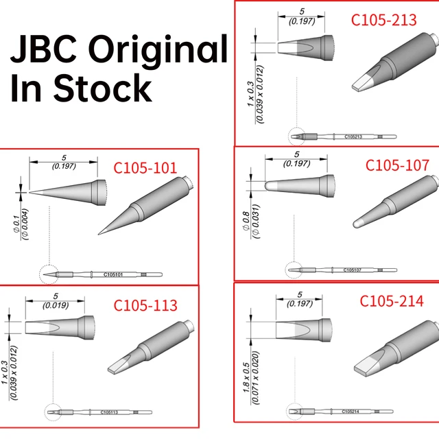 Oryginalna żelazne wiertło lutownicza JBC C105 C105-101 C105-107 C105-113 do NT105 Nano lutownica NP105 Nano pinceta