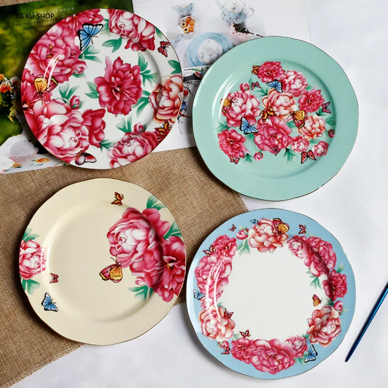 

Porcelain Dinner Plates Bone China Western Plates Breakfast Cake Dessert Plate Afternoon Tea Household Disc Kitchen Accessories