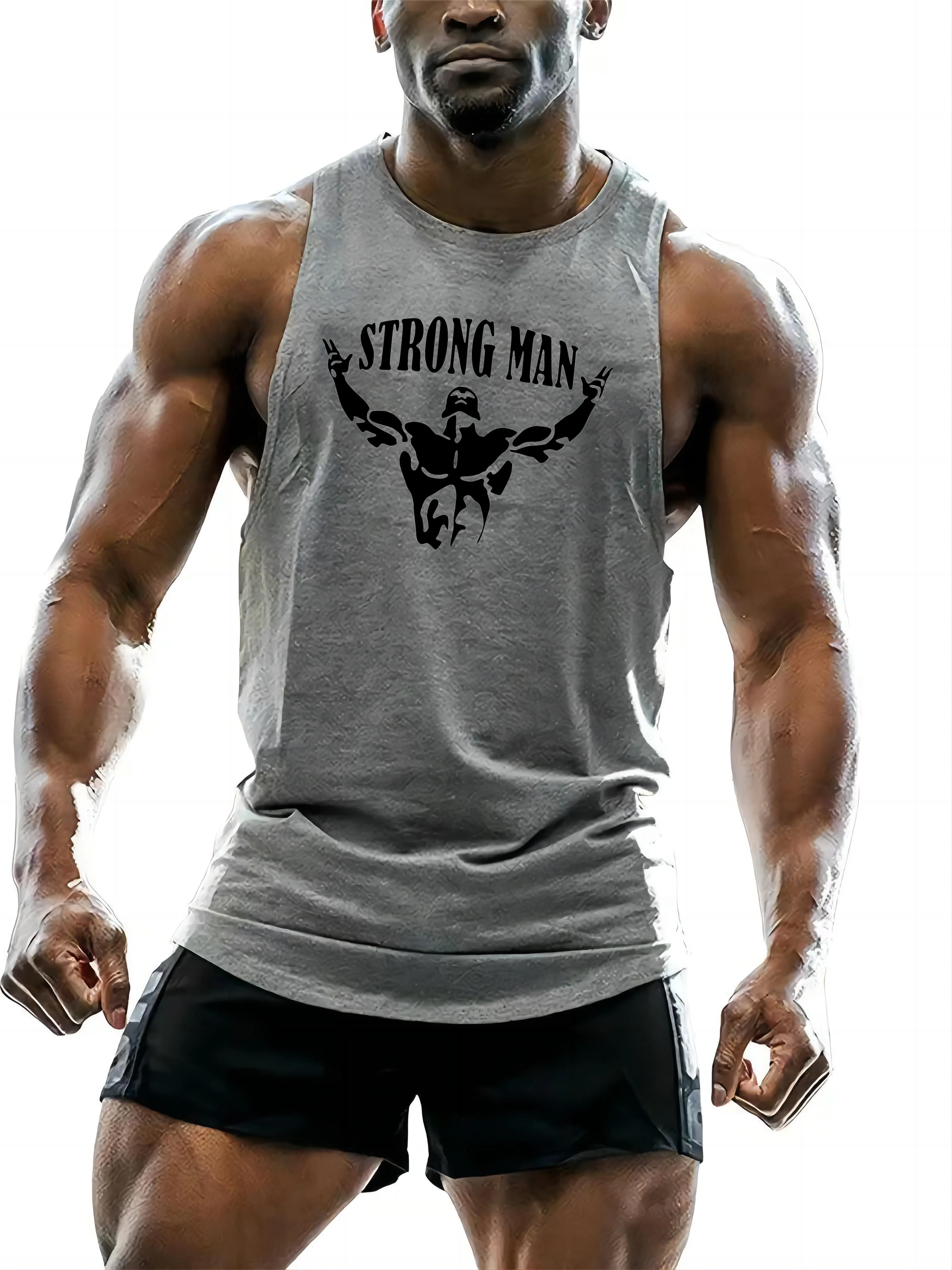 Four Seasons Gym Adult Strong Men\'S Clothing Tank Tops 2d Creative Printed Outdoor T-Shirt Sports Style Casual Breathable O Neck