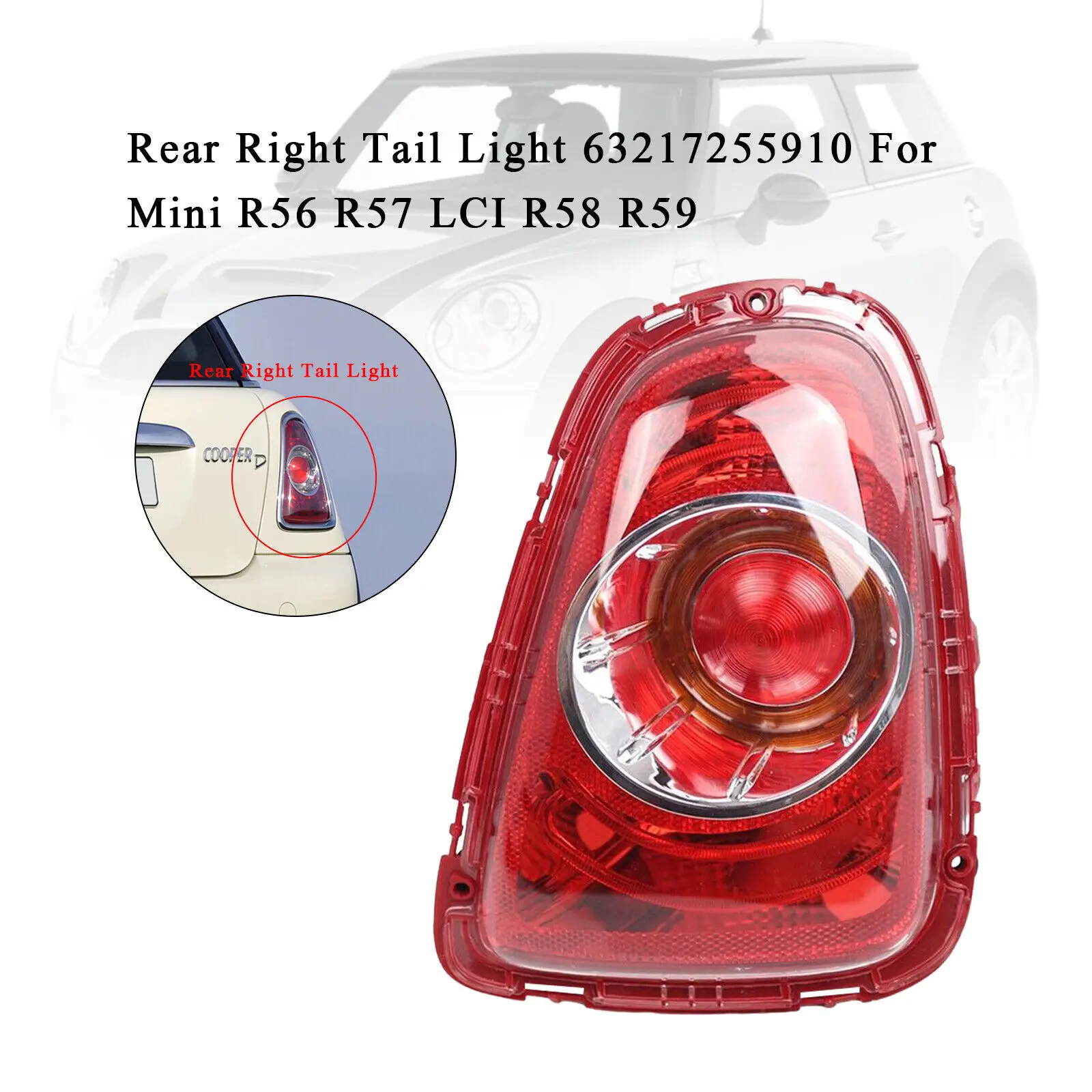 

Rear Right Tail Light 63217255910 For Mini R56 R57 LCI R58 R59 #1