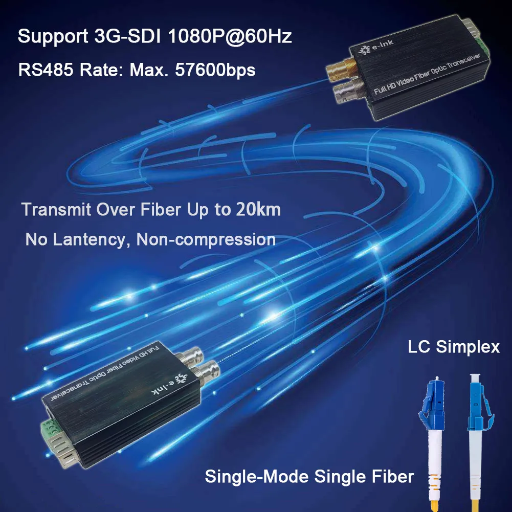 3G SDI Video Fiber Optical Extender with Tally 20KM Mini Type 3G SDI Fiber Converter Including Transmitter Receiver
