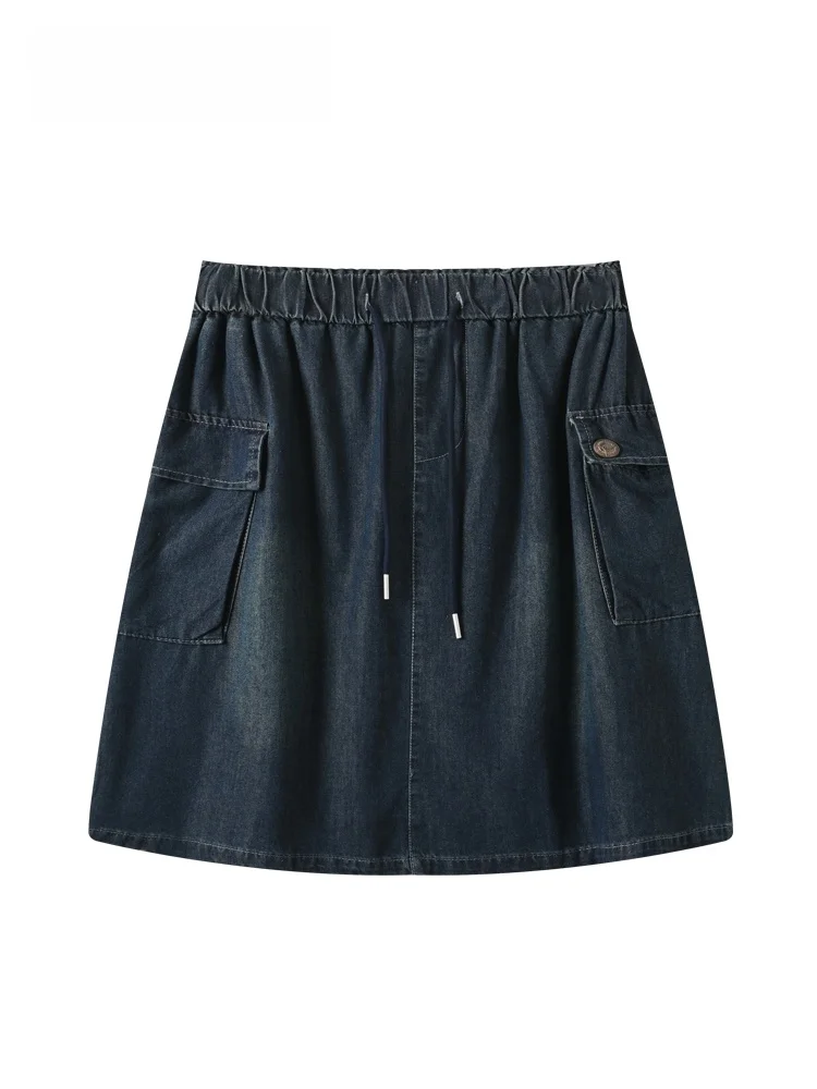 

High Waist Denim Skirt for plus Size Women Fashionable Retro Style Spring Summer New Arrival Car Club Big Size a Line Skirt