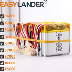 10 개/몫 3 라인 3.7V 603030 600mAh 리튬 이온 폴리머 배터리 303030 403030 503030 703030 803030 903030 103030 123030