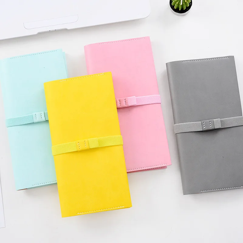 

Japanese Stationery Solid Color Memo Pad Hand Ledger PU Planner L M Notebook Leather Cover Portable Journal Rubber Band Agenda