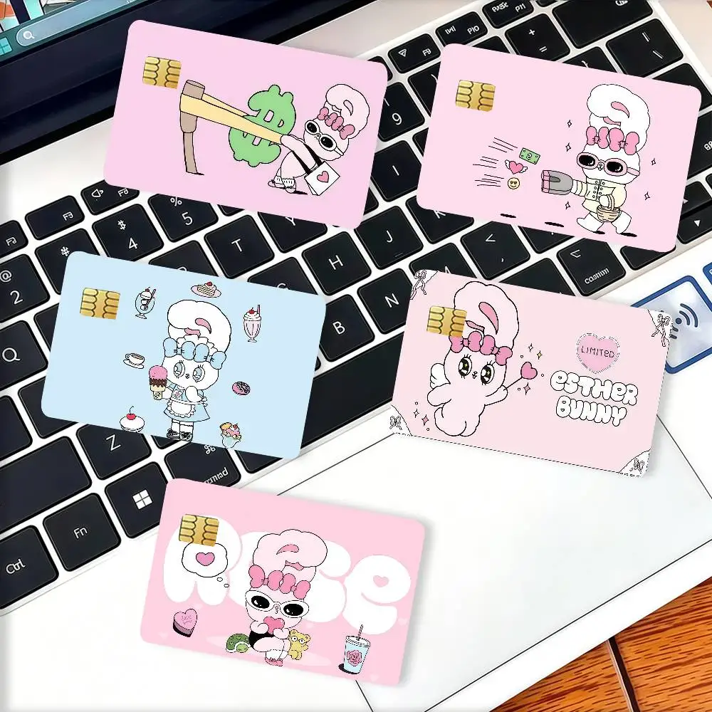 Cartoon E-Esther B-Bunny Credit Card Decorative Card Stickers Suitable For Bank Cards Metro Transit Anti-scratch Gift 4PCS
