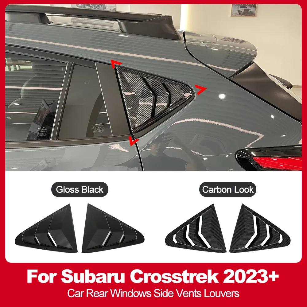 For Subaru Crosstrek 2023+Rear Windows Side Vents Triangle Louvers black ABS Sticker Car Styling Accessories