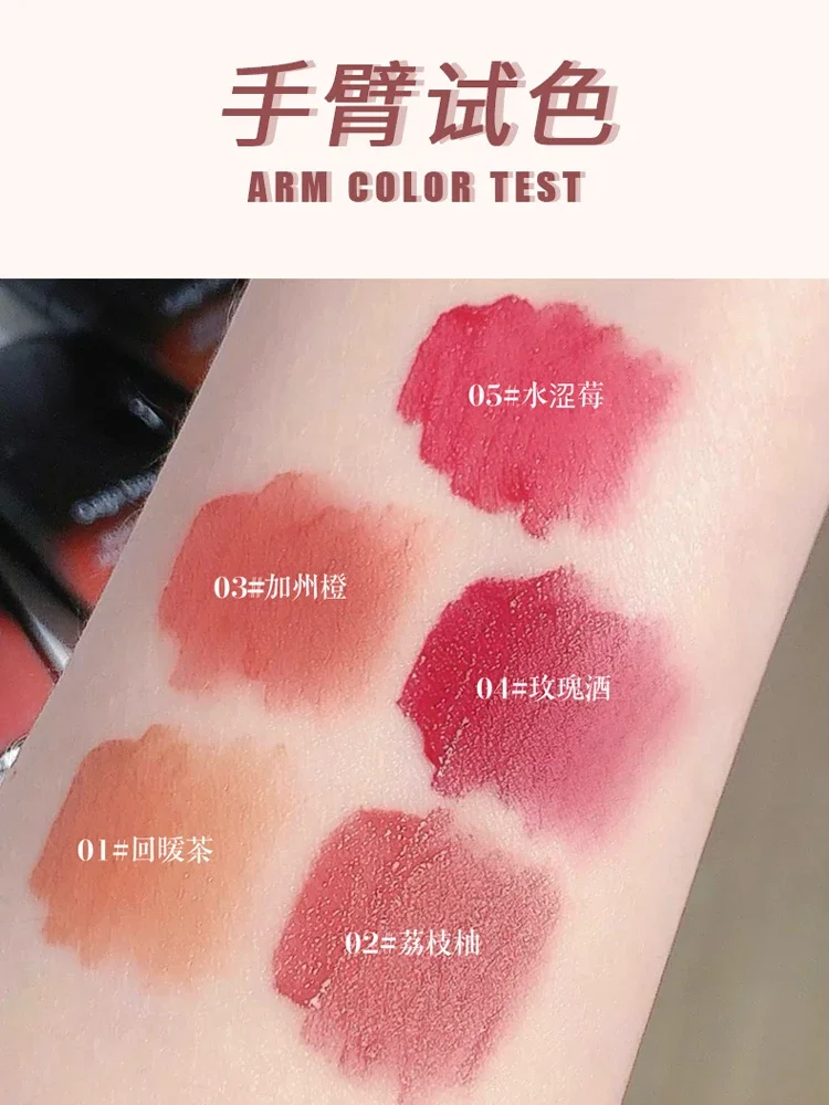 zqVelvet Mist Lip Glaze Velvet Matte Lip Gloss Lipstick Waterproof Easy to Color Wearing Makeup White Student