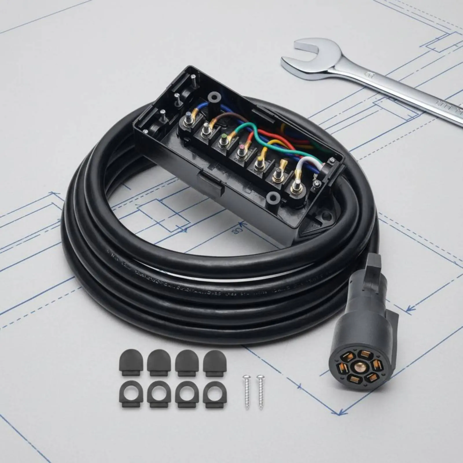 

7 Connector Tow Wiring Harness Heavy Duty 7 Way Tow Plug Cable Tow Gear Stable Transmission Vehicle Accessory Dust Cover