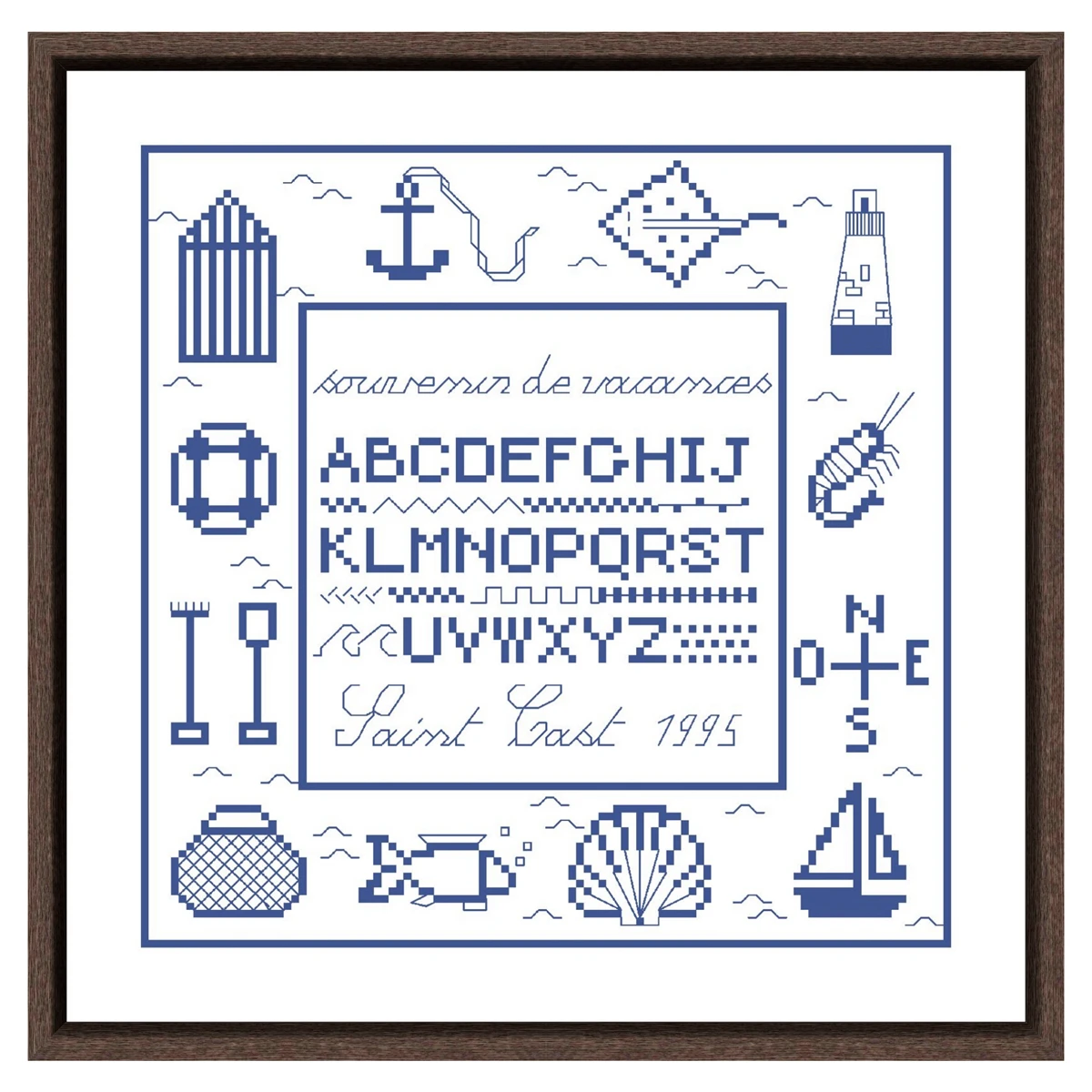 Alphabet of the sea cross stitch package simple color pattern white 18ct 14ct 11ct cloth cotton thread embroider DIY handmade