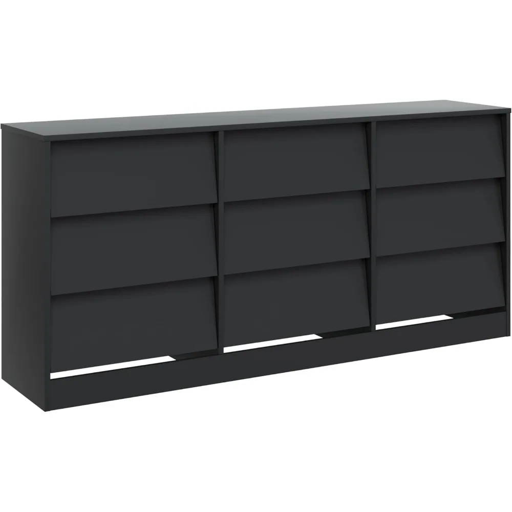 

9-Drawer Dressers for Bedroom,Wooden Dresser TV Stand,Storage Cabinet Drawers Handle Free,Modern Chest of Drawer Organizer Unit