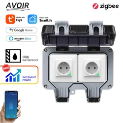 Avoir Tuya Zigbee Electrical Sockets IP66 Waterproof Outdoor EU Plug Socket Timer Switch Dual Usb Charging Smart Home Appliance