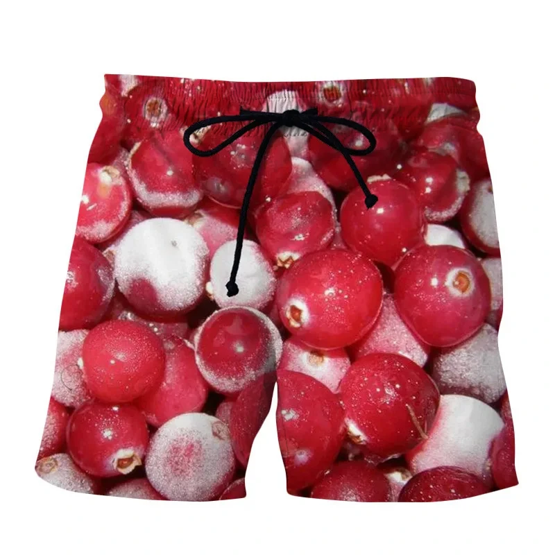 New Hot Men's Shorts Beach Casual 3D Digital Print Outdoor Men's Fashionable Fruit Pattern Beach Pants Pocket Quick-dry Shorts