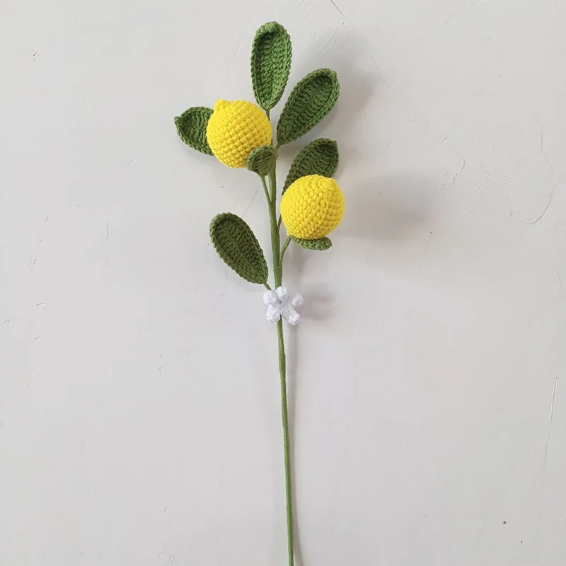 Fertig gehäkelte Fruchtzweige, kreativer handgemachter Frucht-Blumenstrauß, künstliche Pflanzen zur Raumdekoration – Detail 4