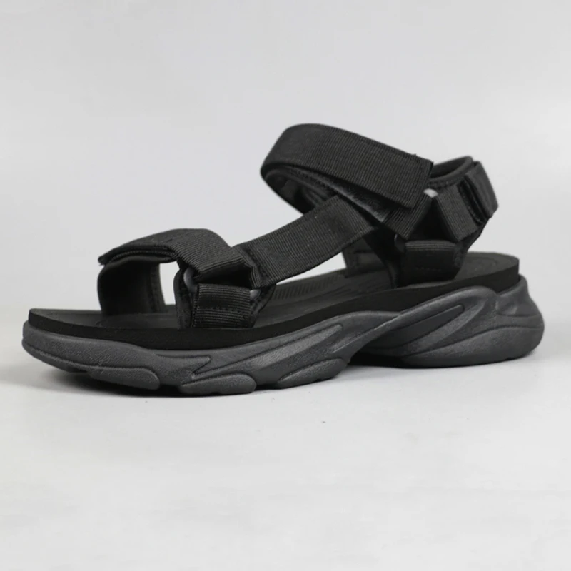 Men's Summer Thi Bot Heightening Bla Toe-Open Magic Tape Sports Casual Sandals Beach oes Comfortable Breathable