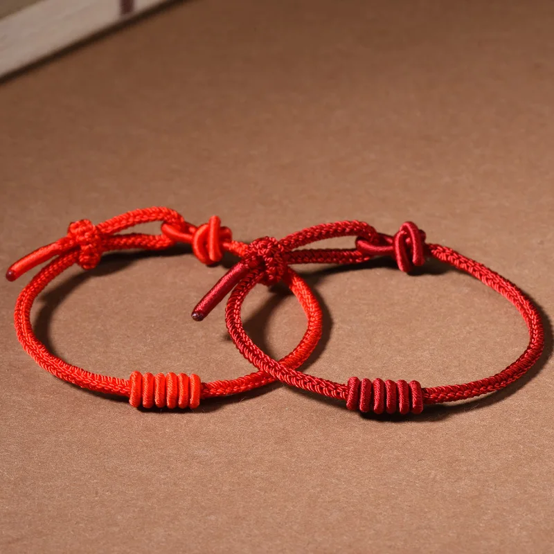 Hand Woven Eight Strands Red Rope Bracelet Semi-finished DIY Can Wear Transshipment Beads Pendant Jewelry Red DIY Accessory