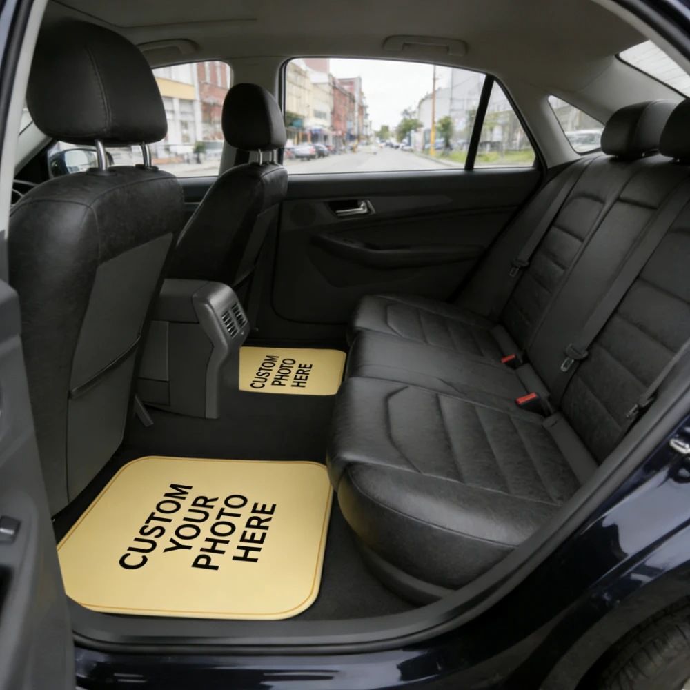 2pcs Custom Car Floor Mats with Your Images, Durable and Provide Lasting Protection for Car Interior