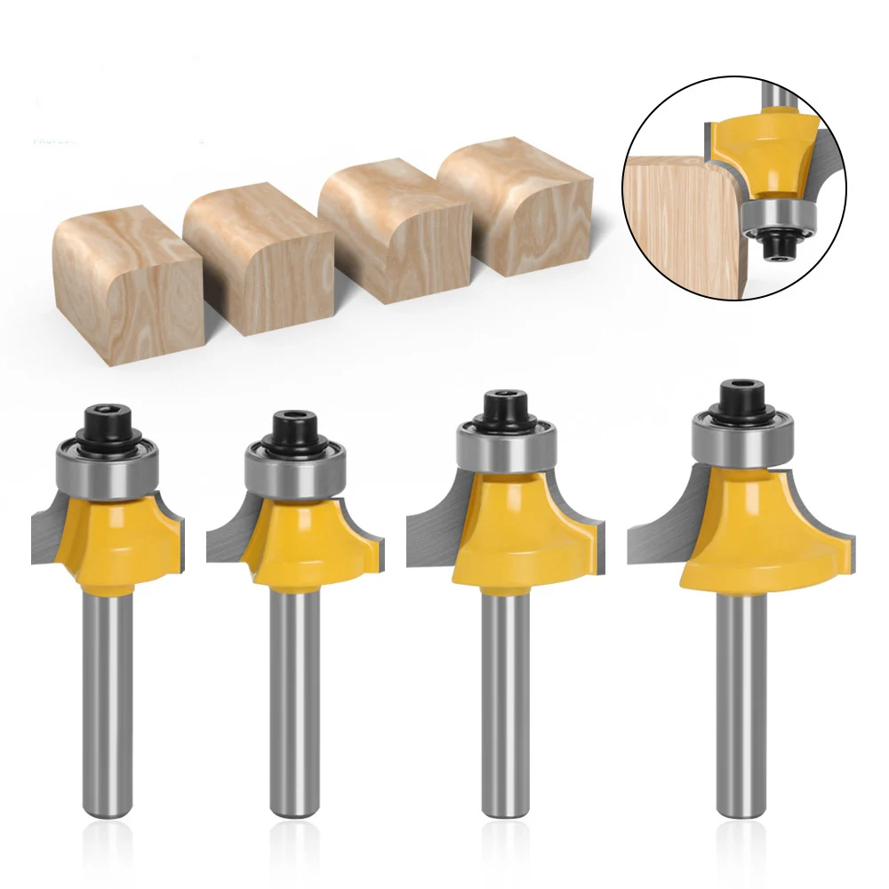 Rundfräser-Set mit 1/4-Zoll- und 6-mm-Schaft (4-teilig) – Fräser zum Fasen- und Radiusfräser für die Holzbearbeitung